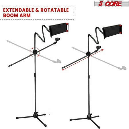 5 Core 5 Core Tripod Mic Stand w Phone Holder - Height Adjustable Max 5.5 Ft - Microphone Mount w Boom Arm MS MOB